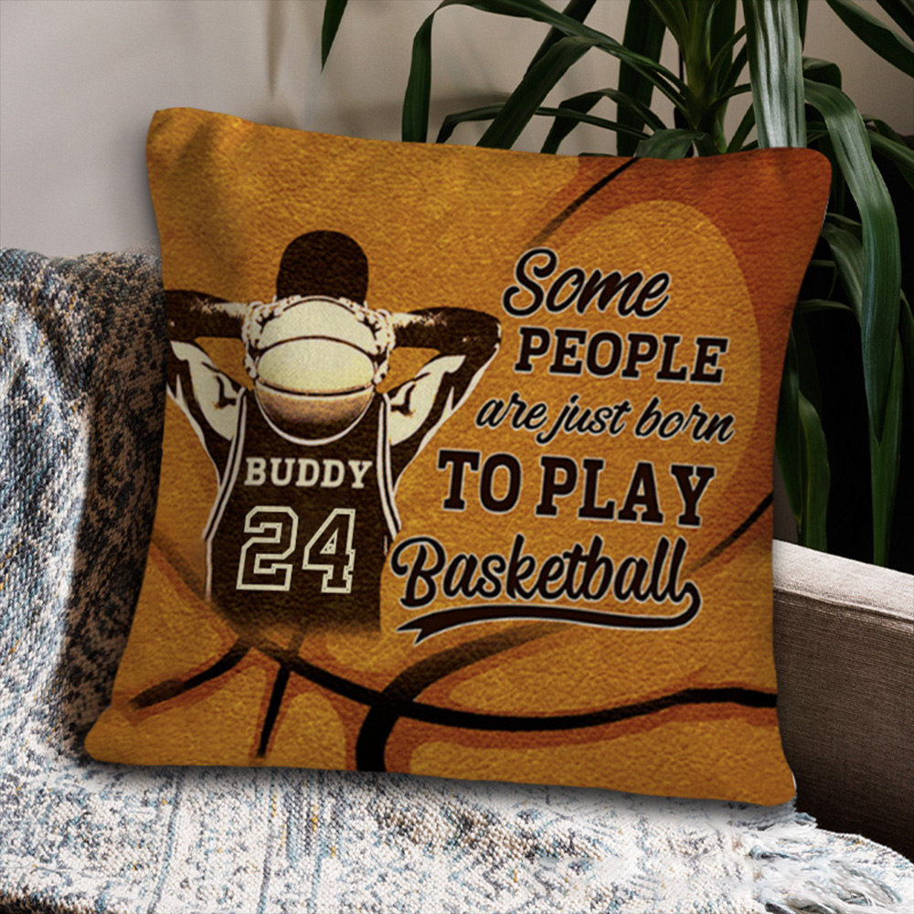 Personalized Basketball Throw Pillow with Custom Name, Number, and Motivational Quote