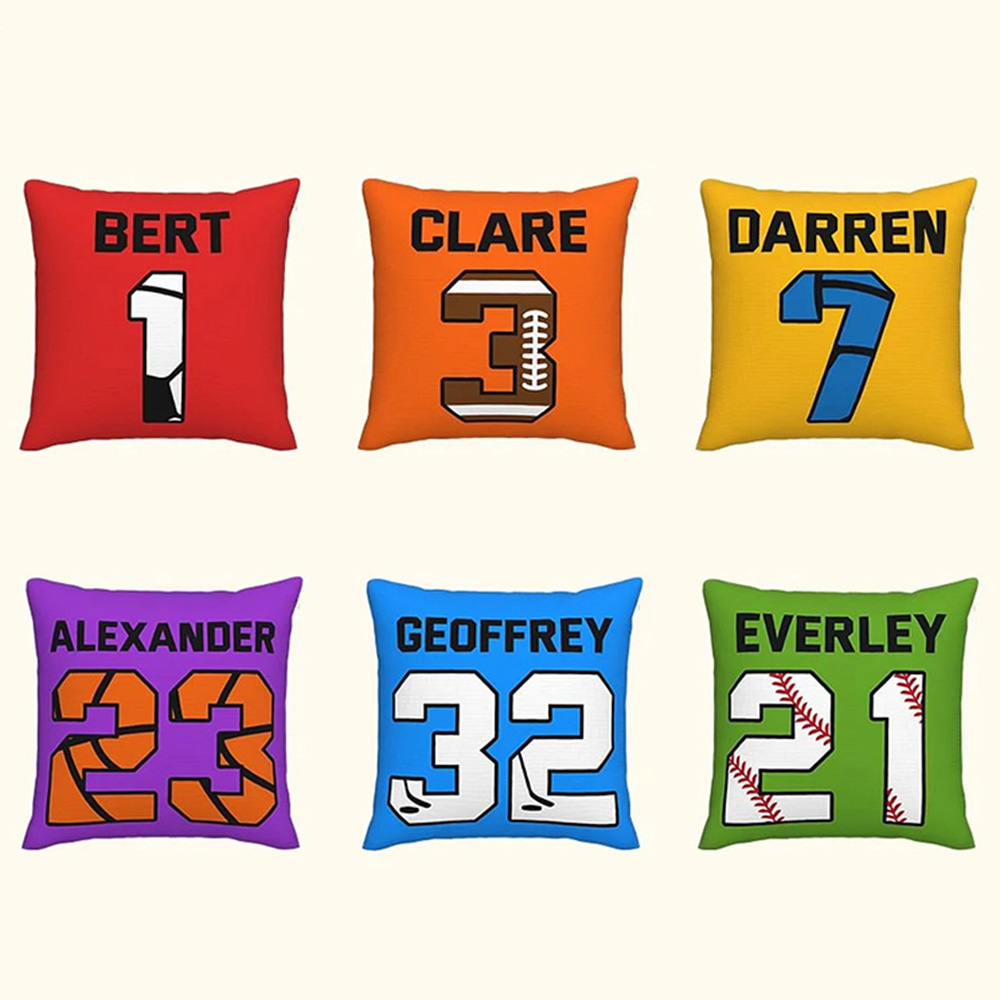 Personalized Sports Series Throw Pillow with Custom Player Name and Number