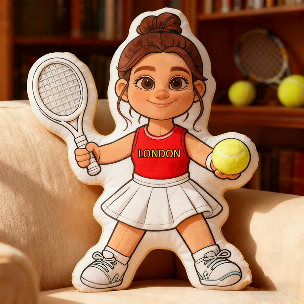 Personalized Graphic3DPrint Girl Tennis Pillow with Custom Name for Tennis Fans