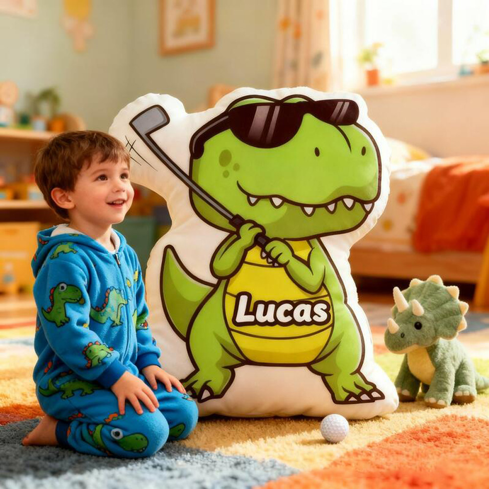 Personalized Dinosaur Golf Pillow Add Fun and Comfort with Your Name
