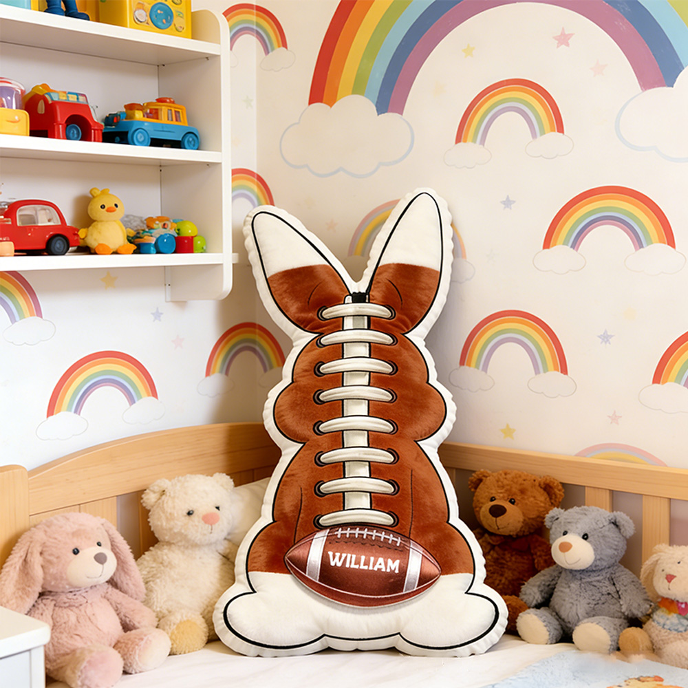 Personalized Easter American Football Bunny Pillow with Custom Name Design
