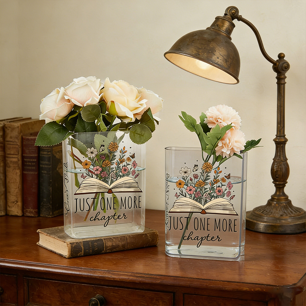 Personalized Acrylic Book Vase With Custom Name Gift for Book Lovers