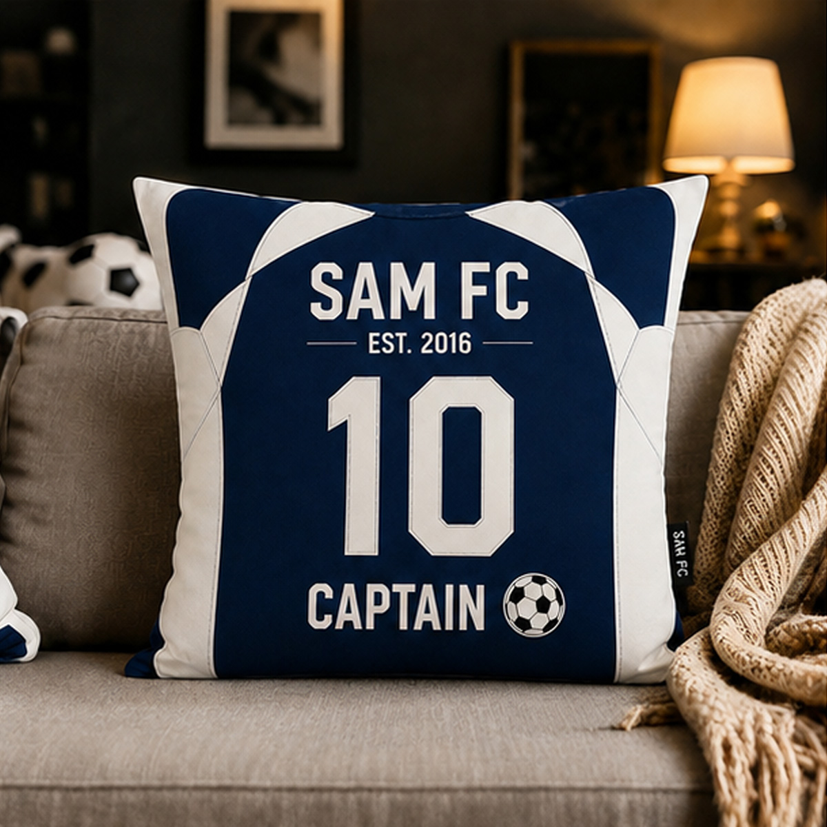 Personalized Soccer Jersey Pillow Custom Name Number & Team Text for Soccer Lovers