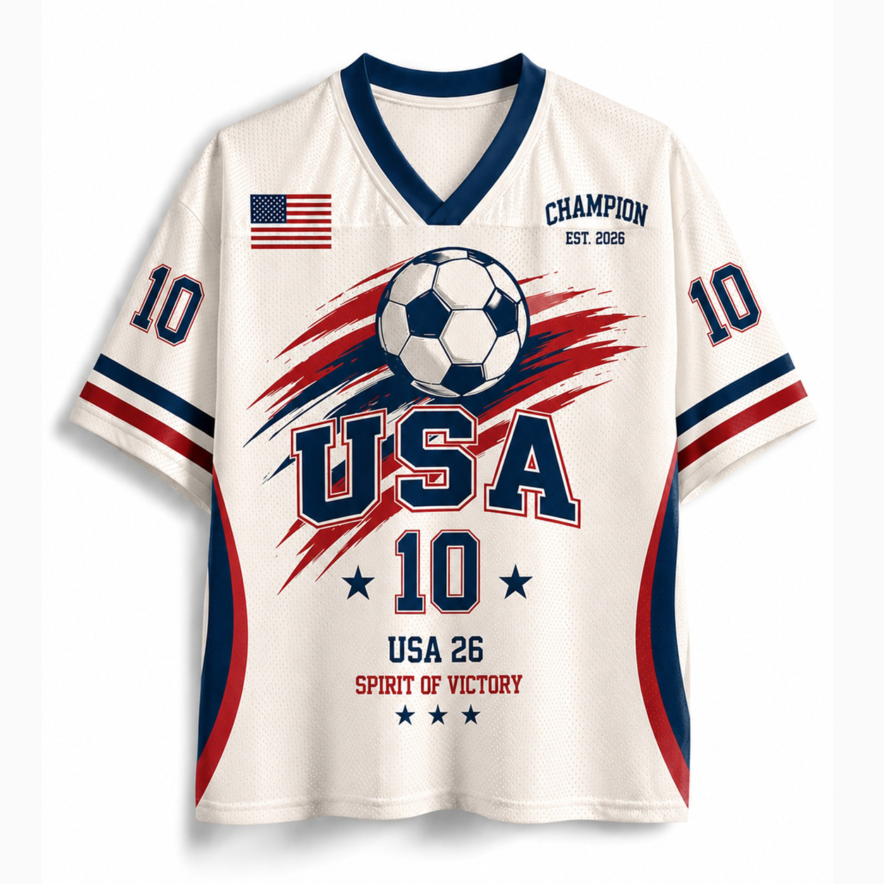 Personalized USA 26 Soccer Mesh Jersey – Spirit of Victory Number 10 Champion Edition