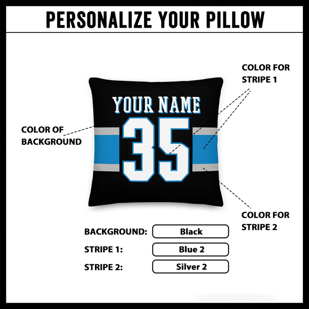 Personalized American Football and Rugby Bold Stripes Throw Pillow with Custom Name and Number