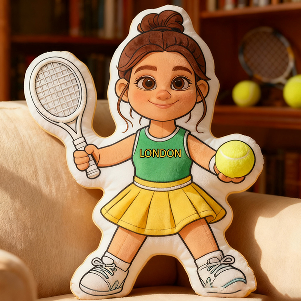 Personalized Graphic3DPrint Girl Tennis Pillow with Custom Name for Tennis Fans