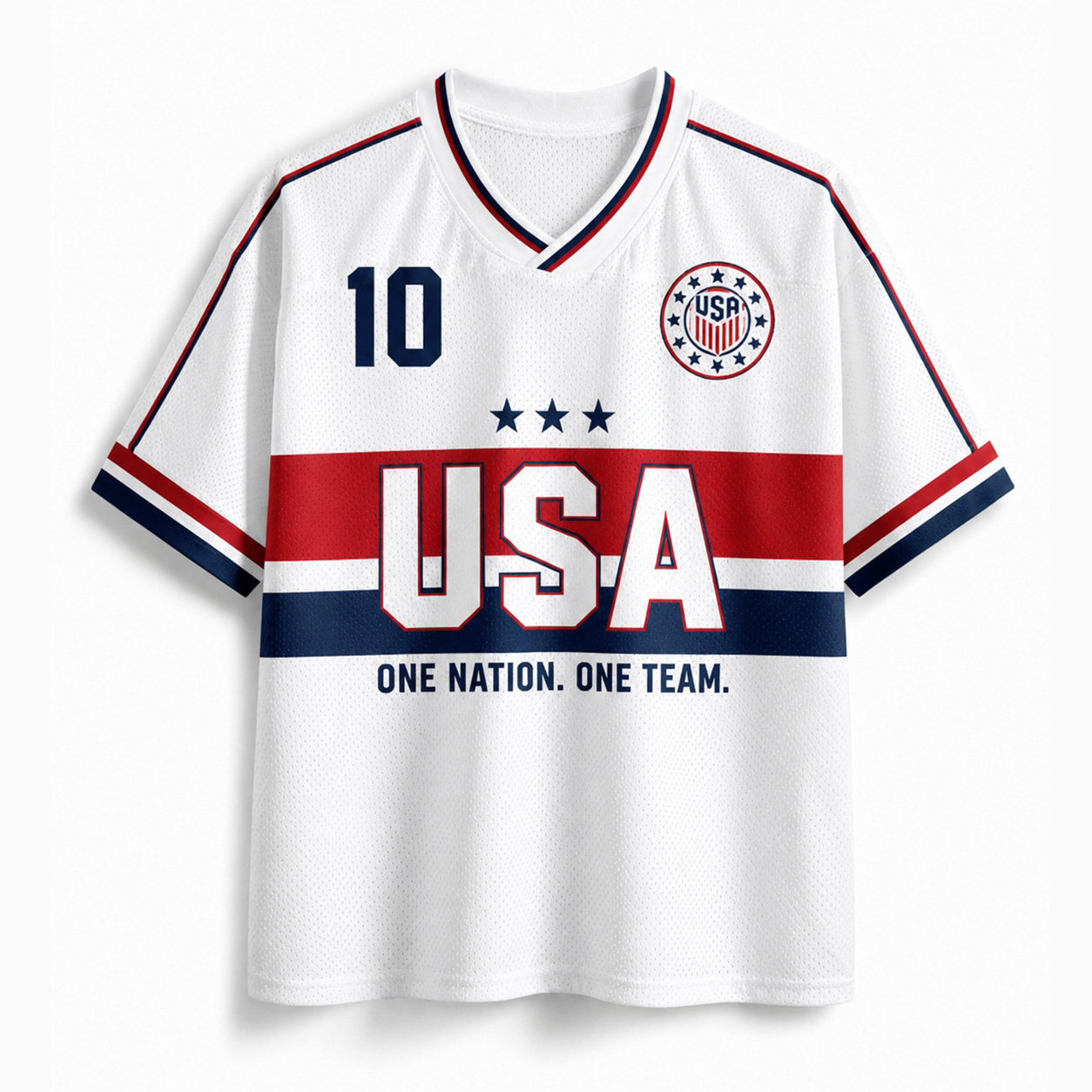Personalized USA 26 Soccer Mesh Jersey – One Nation One Team No.10 Home Kit