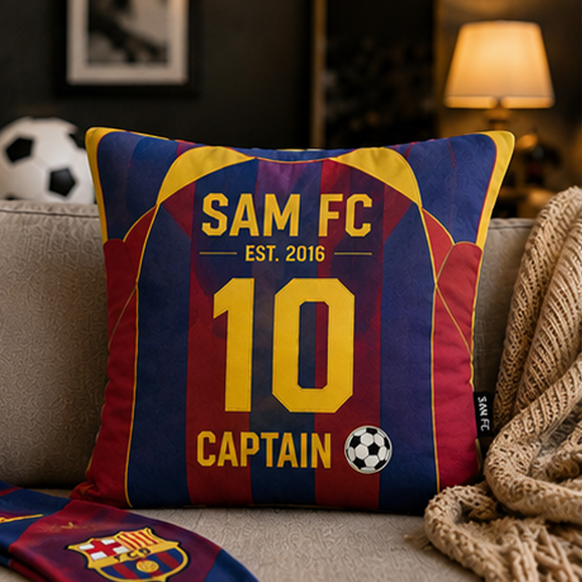 Personalized Football Jersey Pillow National Football Team Custom Name Number & Team Text for Football Lovers