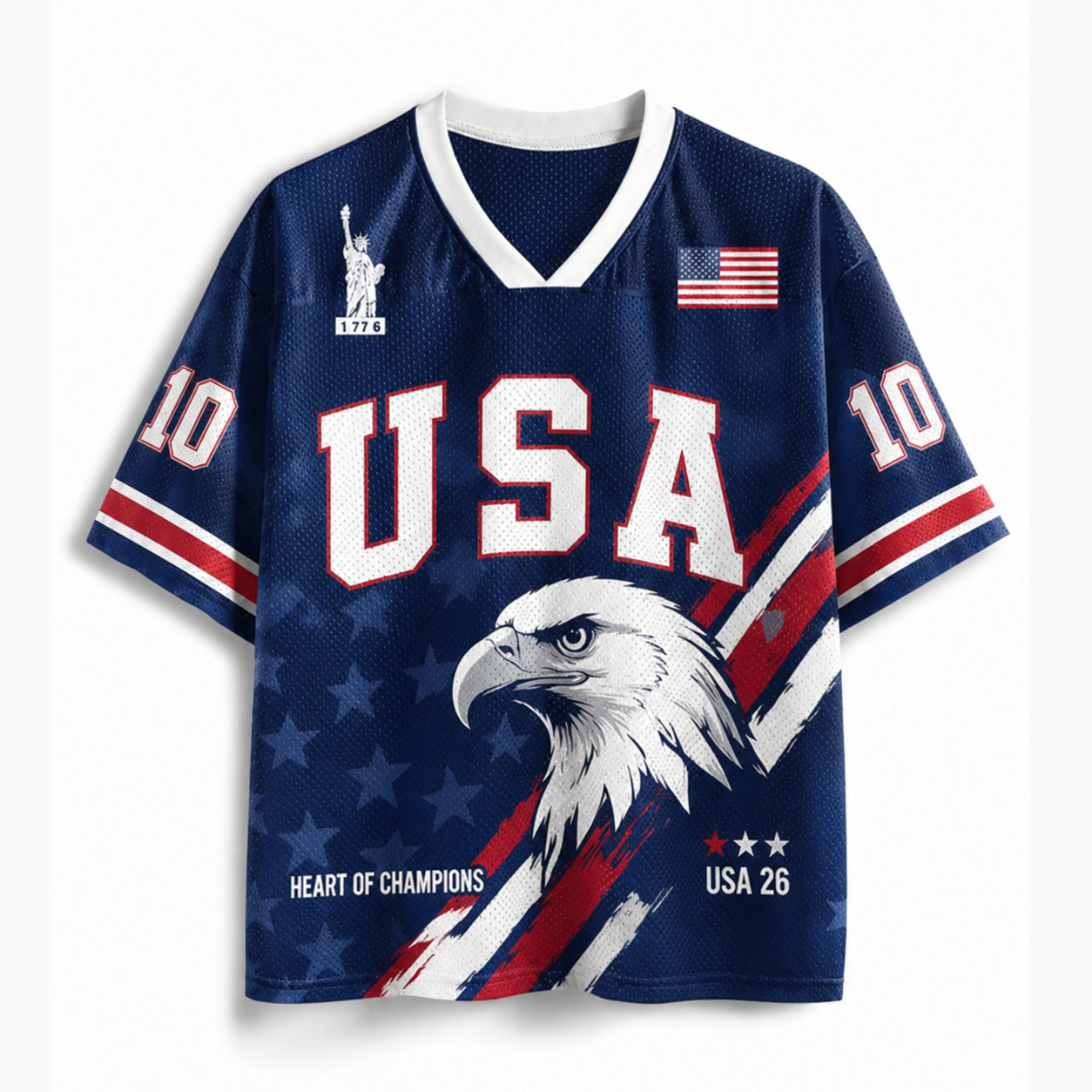 Personalized USA 26 Soccer Mesh Jersey –  Heart of Champions Bald Eagle Edition