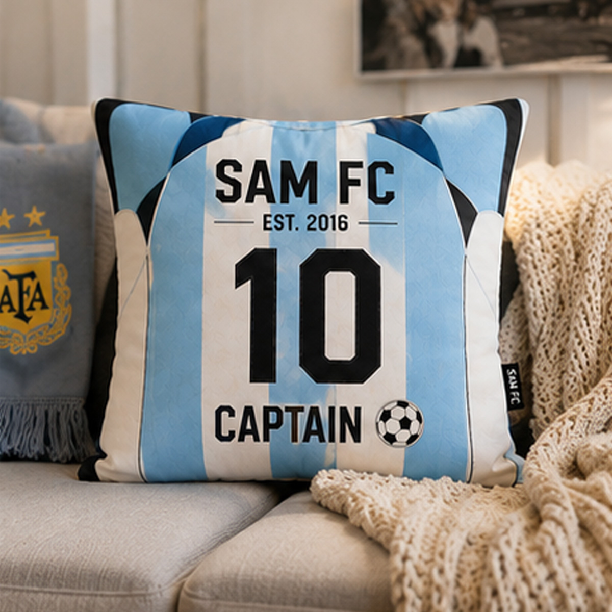 Personalized Football Jersey Pillow National Football Team Custom Name Number & Team Text for Football Lovers
