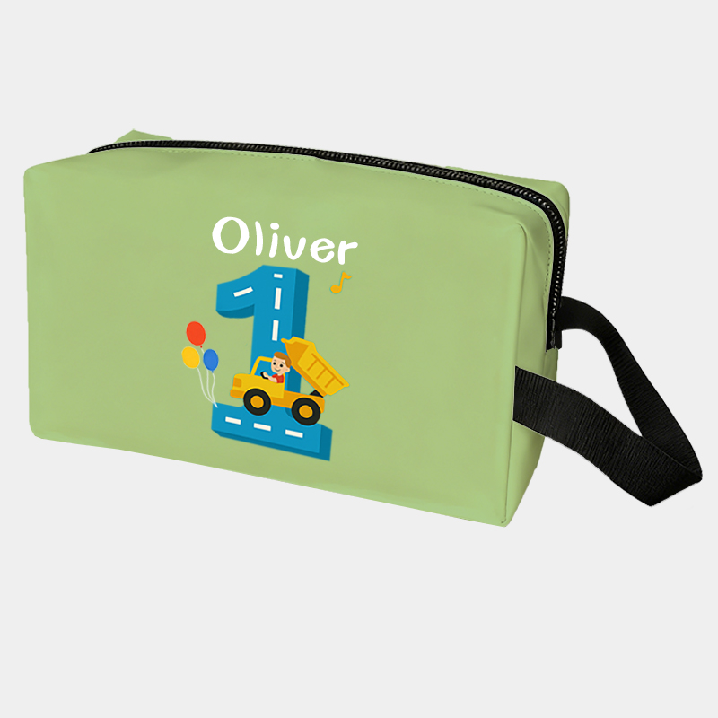 Personalized Number Cars Theme Custom Kids Name Number and Color Toiletry Bag for Kids Travel Gifts and Daily Use