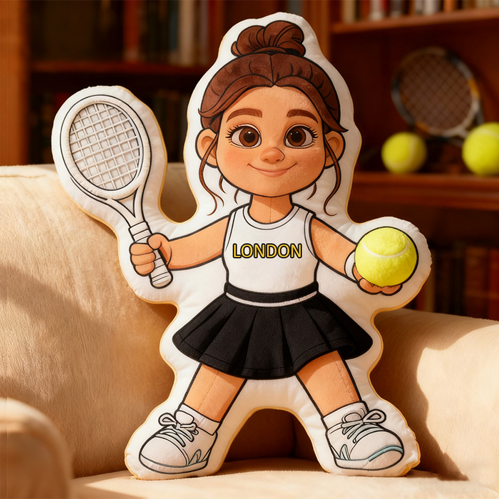Personalized Graphic3DPrint Girl Tennis Pillow with Custom Name for Tennis Fans