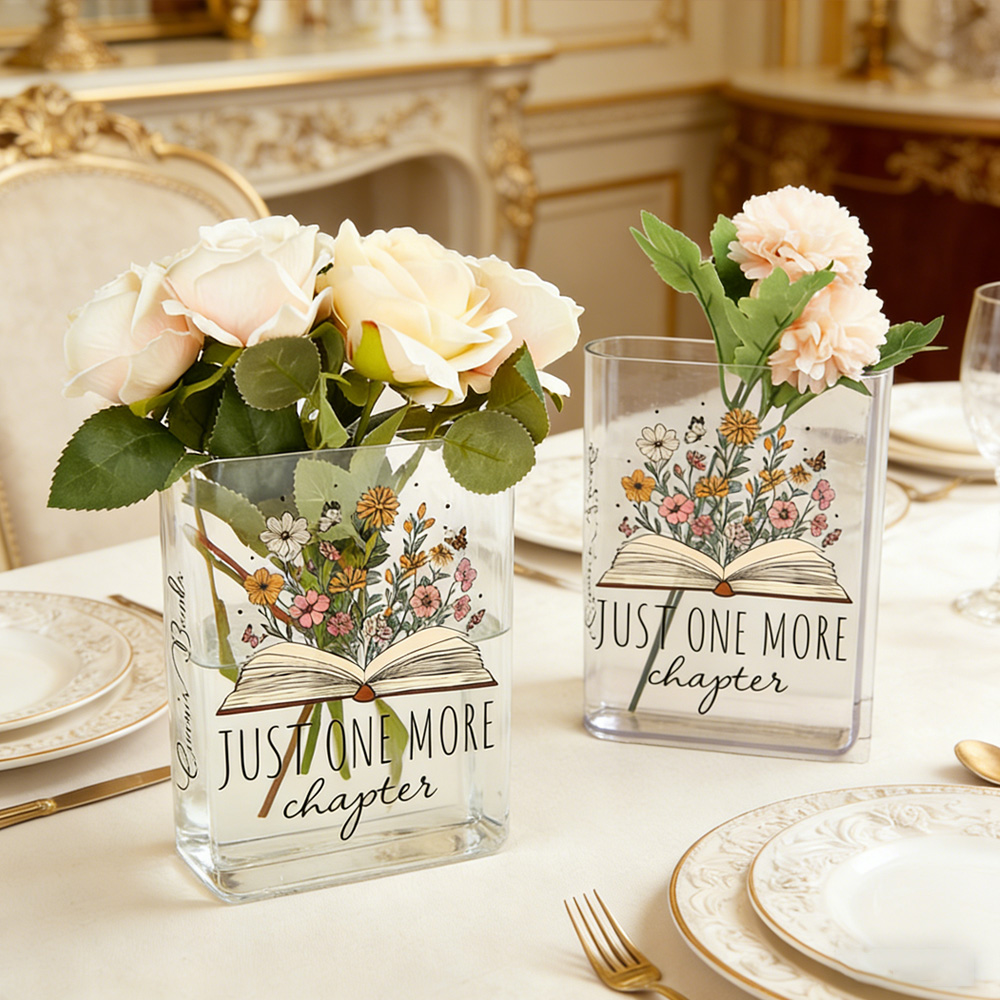 Personalized Acrylic Book Vase With Custom Name Gift for Book Lovers