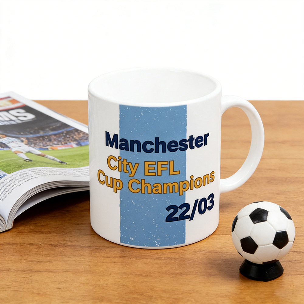 Personalized Football Manchester City EFL Cup Champions 2026 Mug