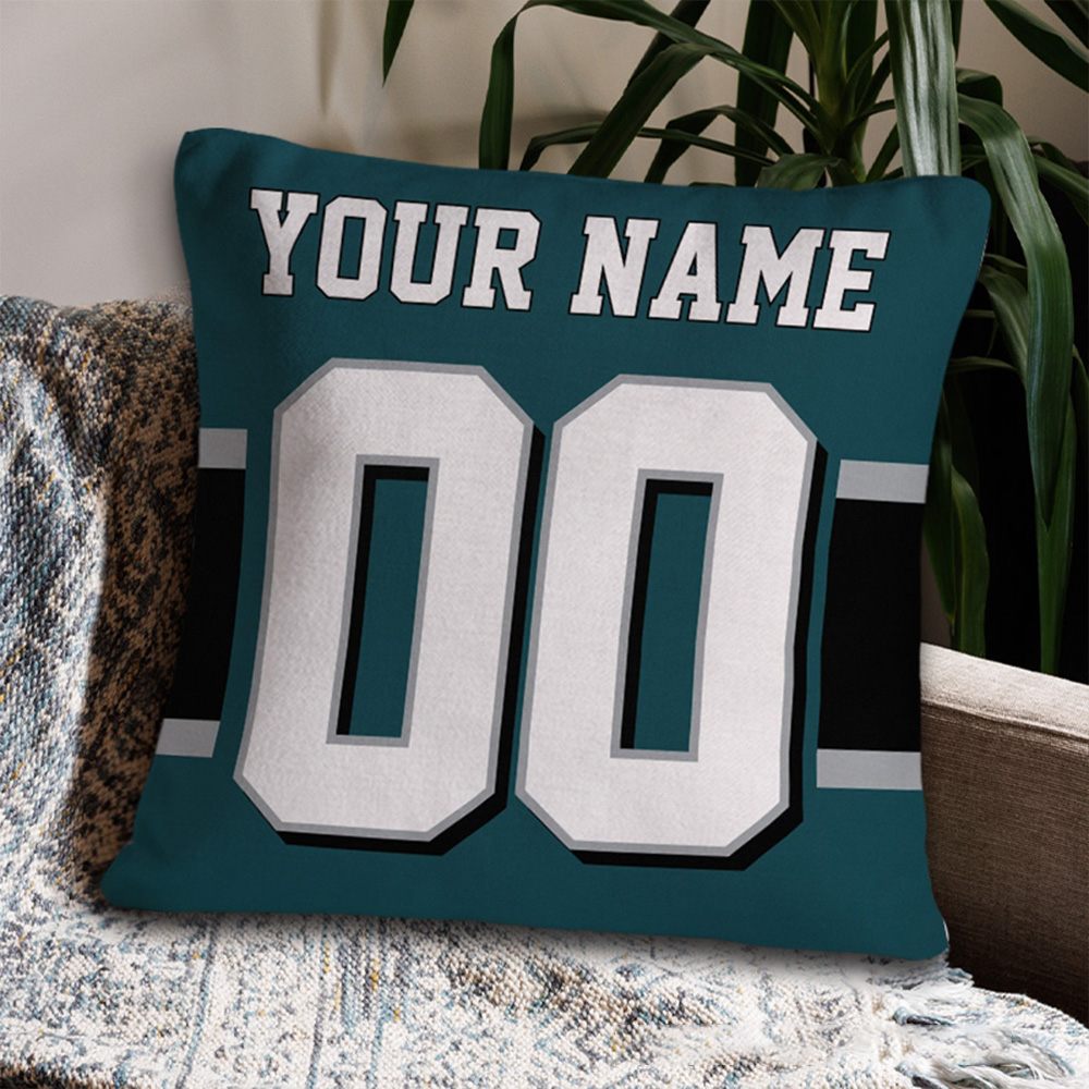 Personalized American Football and Rugby Throw Pillow with Custom Name and Number for a Modern and Sporty Look
