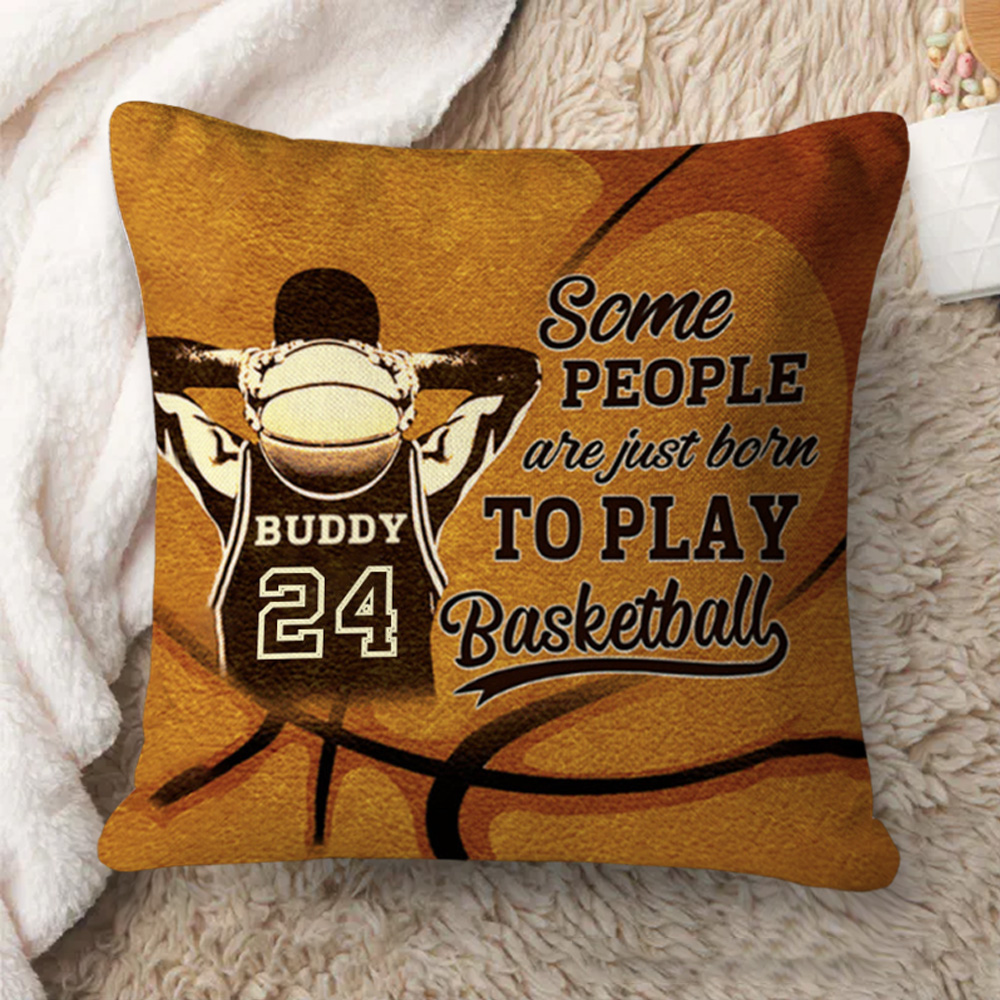 Personalized Basketball Throw Pillow with Custom Name, Number, and Motivational Quote Sale-megacustom