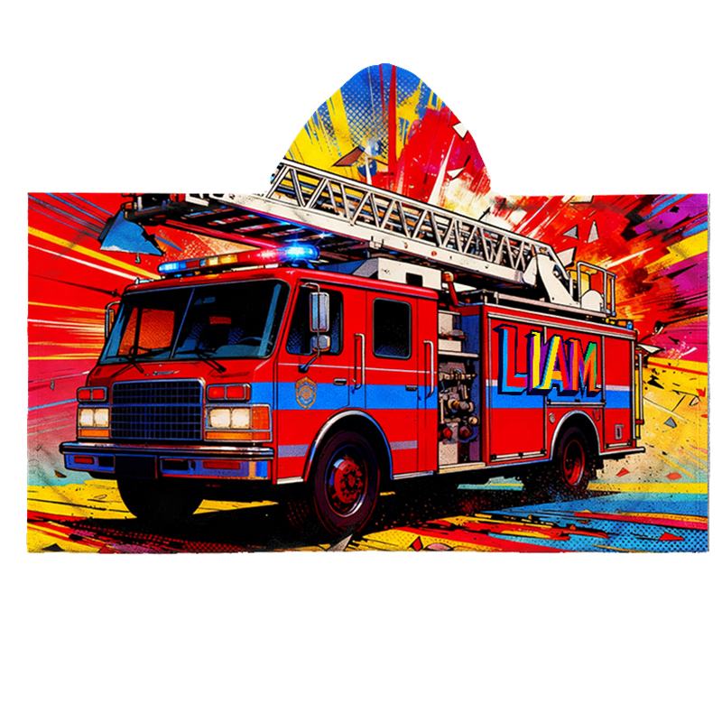 Personalized Vibrant Modern Construction Toy Truck Hoodie Blanket Custom Name Fun and Practical Gift for Kids Indoor Outdoor Use