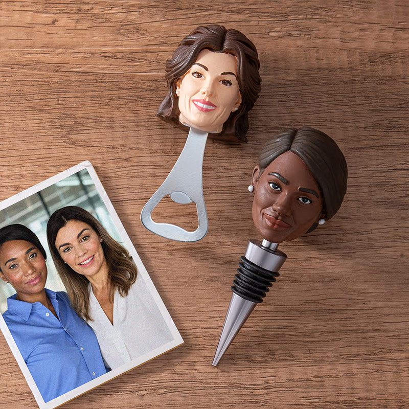 Personalized 3D Family Bobblehead Portrait Photo Bottle Opener Bottle Stopper Anniversary Father's Day Birthday Gift for Drinking Enthusiasts