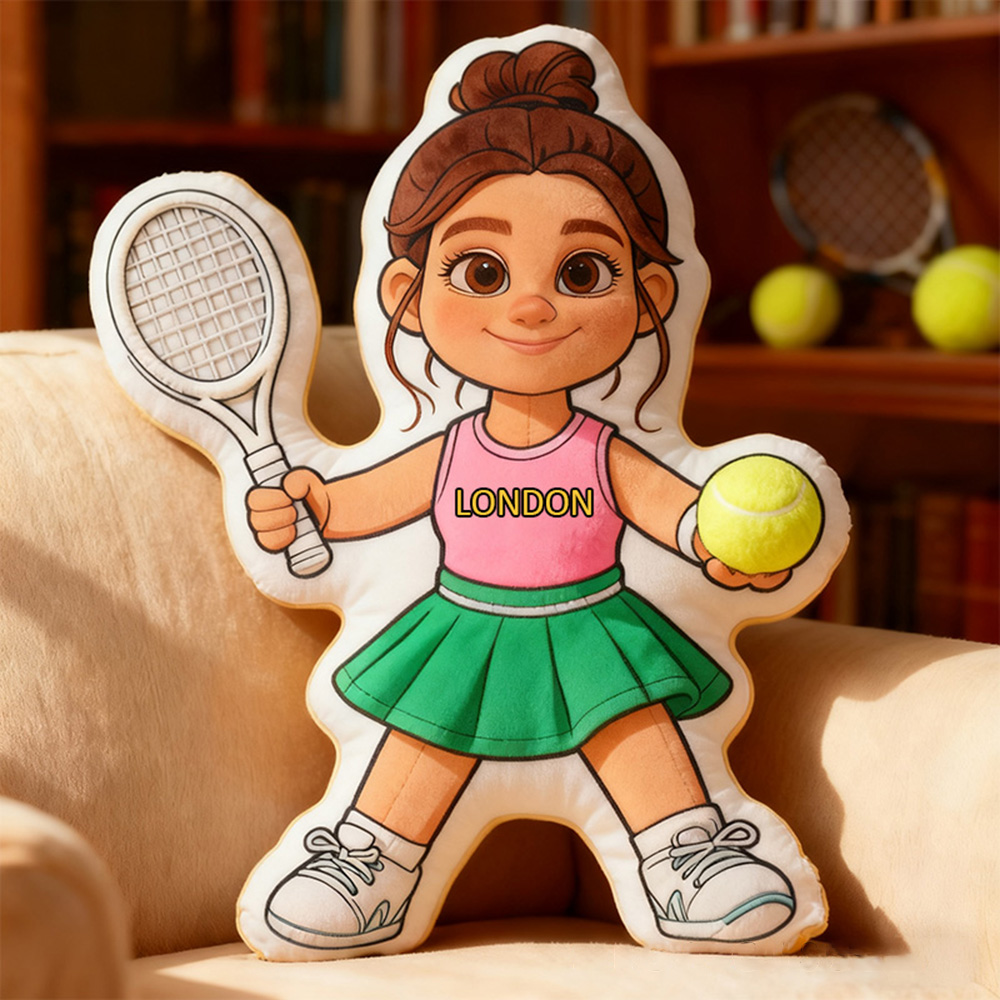 Personalized Graphic3DPrint Girl Tennis Pillow with Custom Name for Tennis Fans
