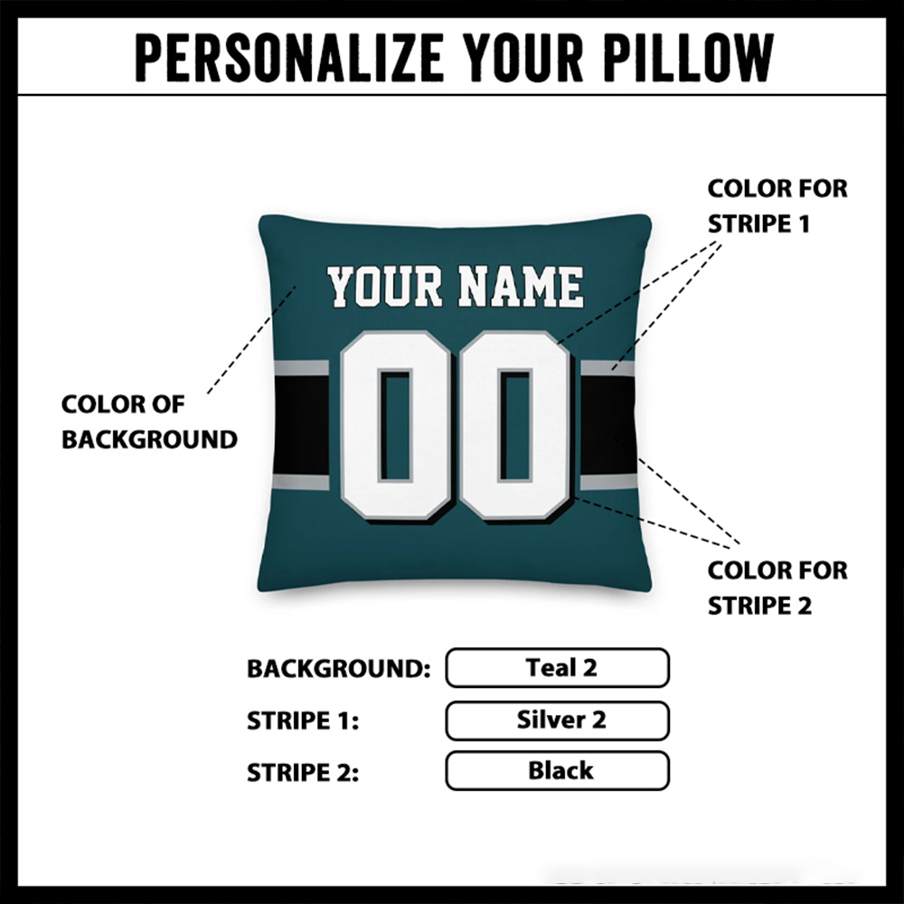 Personalized American Football and Rugby Throw Pillow with Custom Name and Number for a Modern and Sporty Look