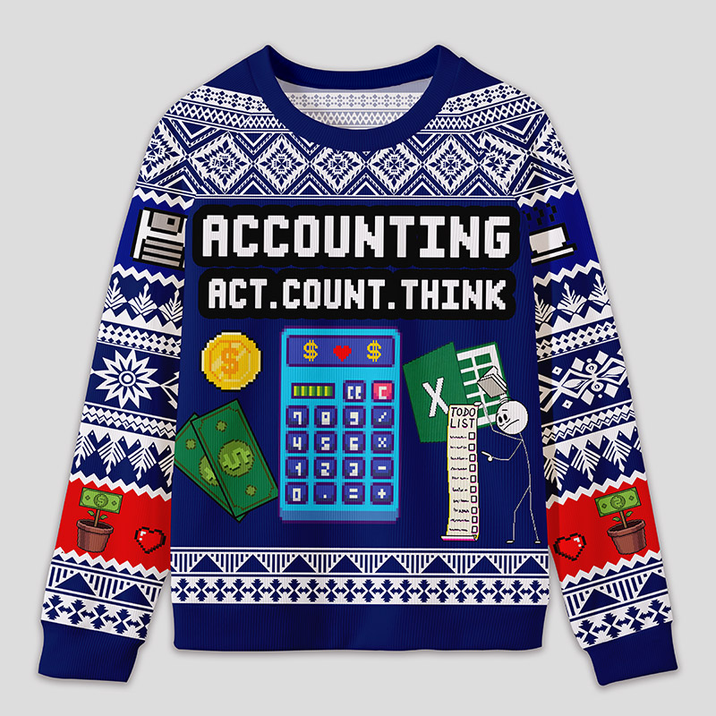 Personalized Calculator Challenge Humor Ugly Sweater Office Holiday Party Gift for Accountants
