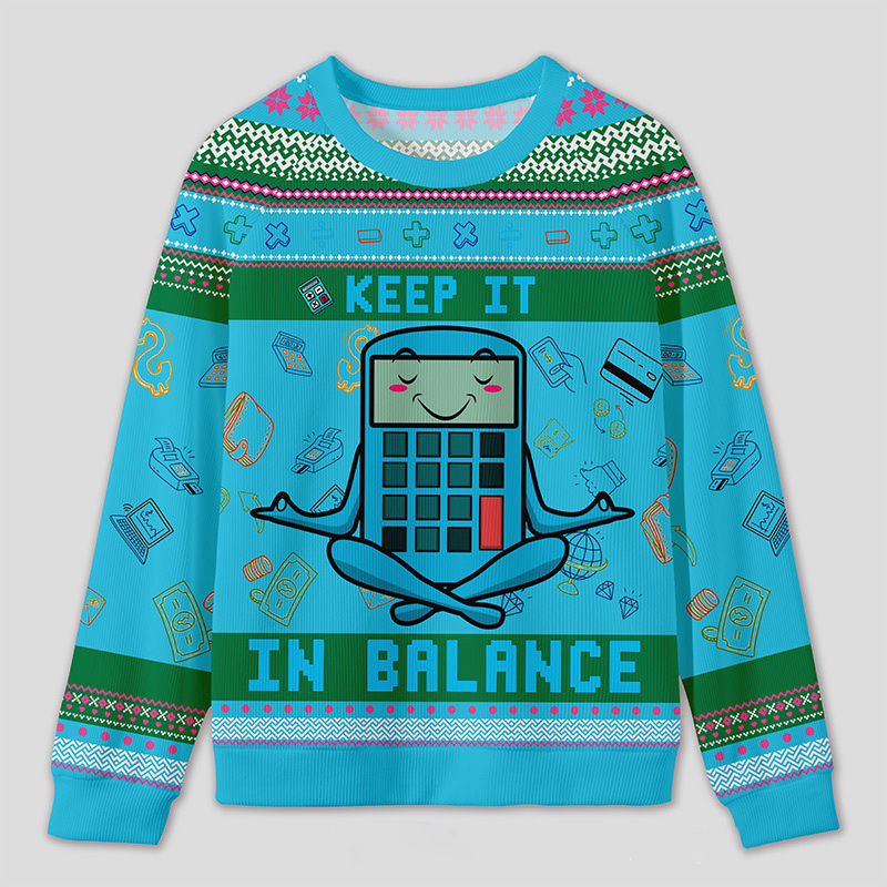 Personalized Funny Finance Yoga Ugly Sweater Office Holiday Party Gift for Accountants