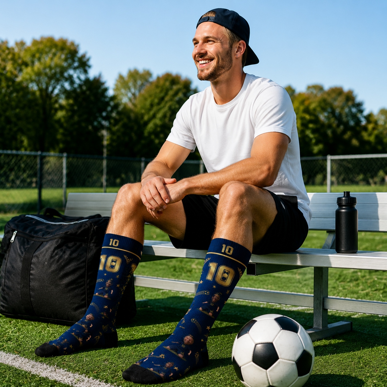 Personalized Cartoon Portrait Soccer Socks Custom Photo Soccer Player Socks