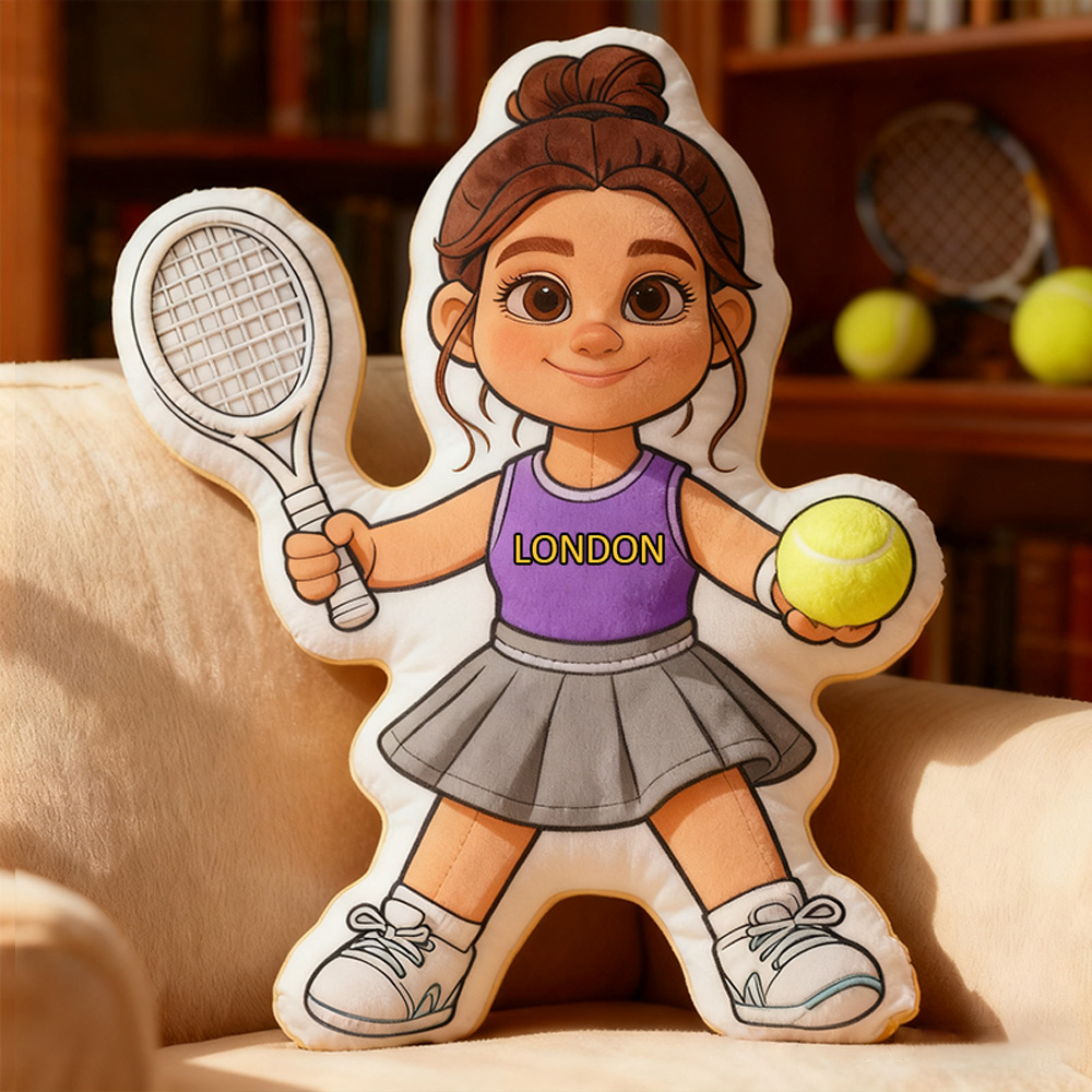 Personalized Graphic3DPrint Girl Tennis Pillow with Custom Name for Tennis Fans