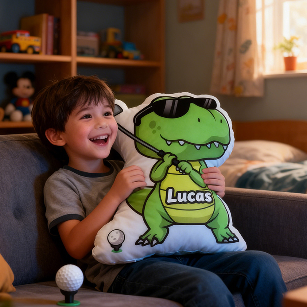Personalized Dinosaur Golf Pillow Add Fun and Comfort with Your Name