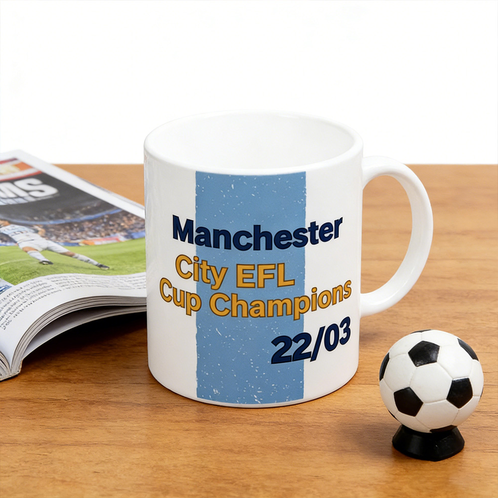 Personalized Football Manchester City EFL Cup Champions 2026 Mug