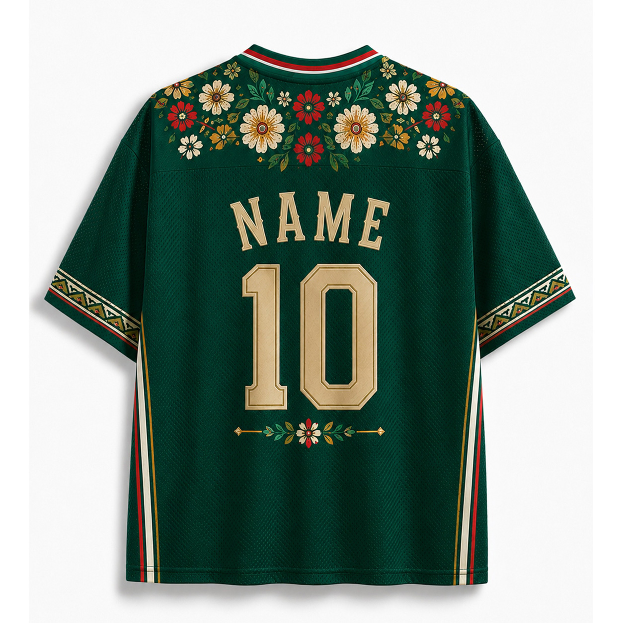 Personalized MX 26 Football Kid Mesh Jersey – Floral Pride Mexico Supporter Kit