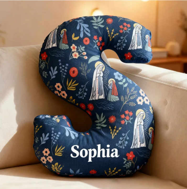Personalized Our Lady of Guadalupe Letter Pillow with Custom Name Religious Home Decor Catholic Gift for Women Lourdes Graphic 3D Print Pillow
