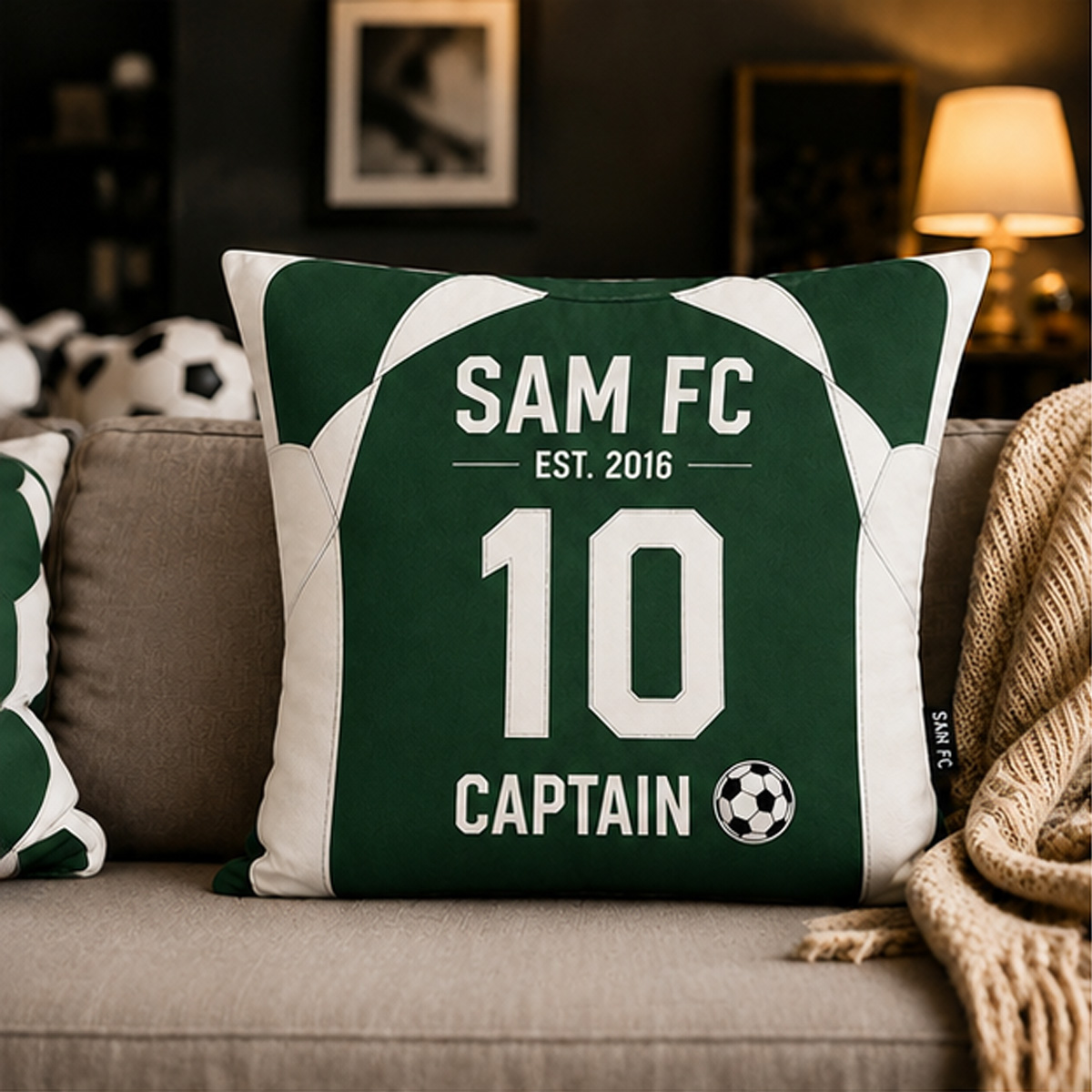 Personalized Soccer Jersey Pillow Custom Name Number & Team Text for Soccer Lovers