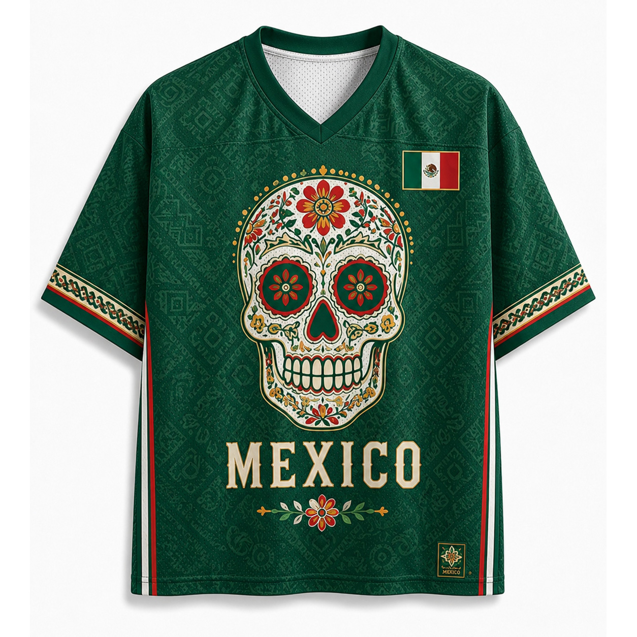Personalized MX 26 Football Kid Mesh Jersey – Día de los Muertos Skull Mexico Fan Kit