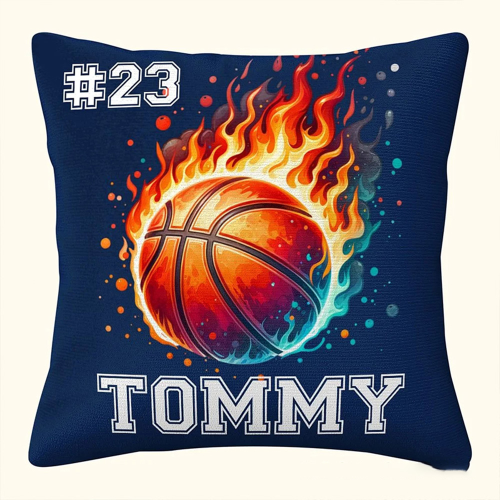 Personalized Sports Ball Design Soft Throw Pillow with Custom Player Name and Number