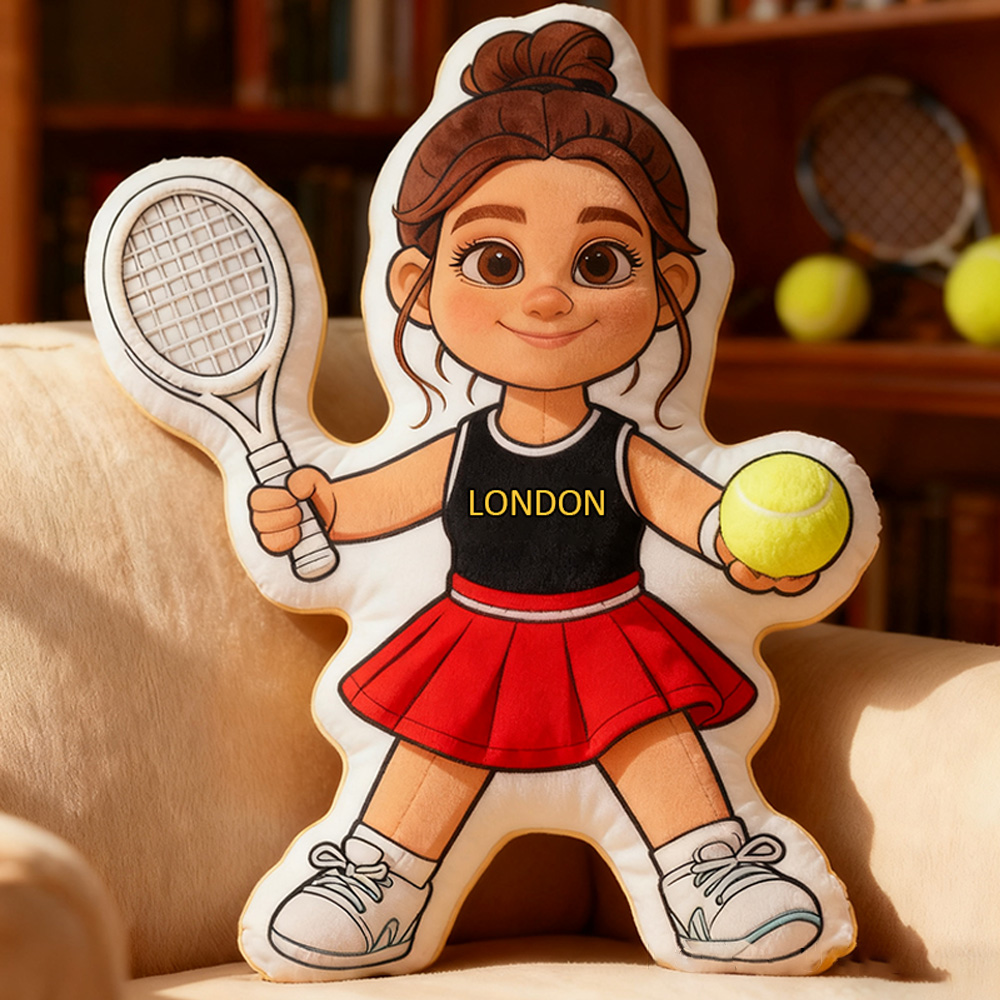 Personalized Graphic3DPrint Girl Tennis Pillow with Custom Name for Tennis Fans
