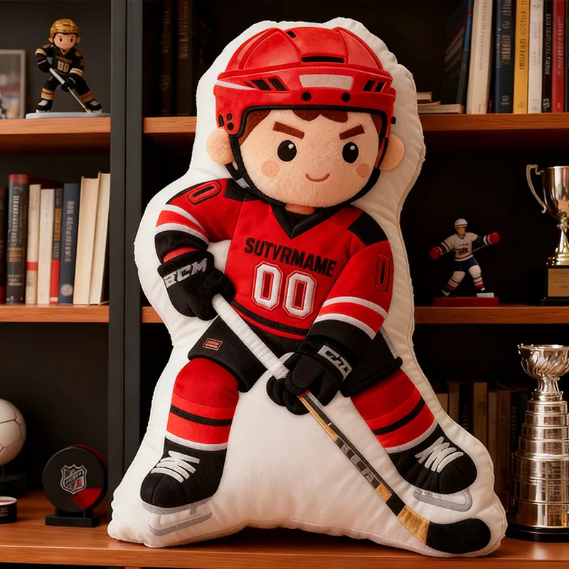 Personalized Ice Hockey Player Pillow with Custom Name and Number Perfect Gift for Hockey Enthusiasts