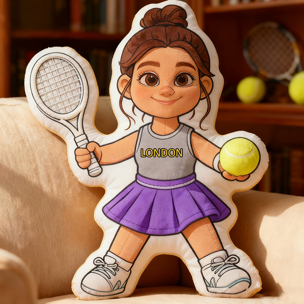 Personalized Graphic3DPrint Girl Tennis Pillow with Custom Name for Tennis Fans