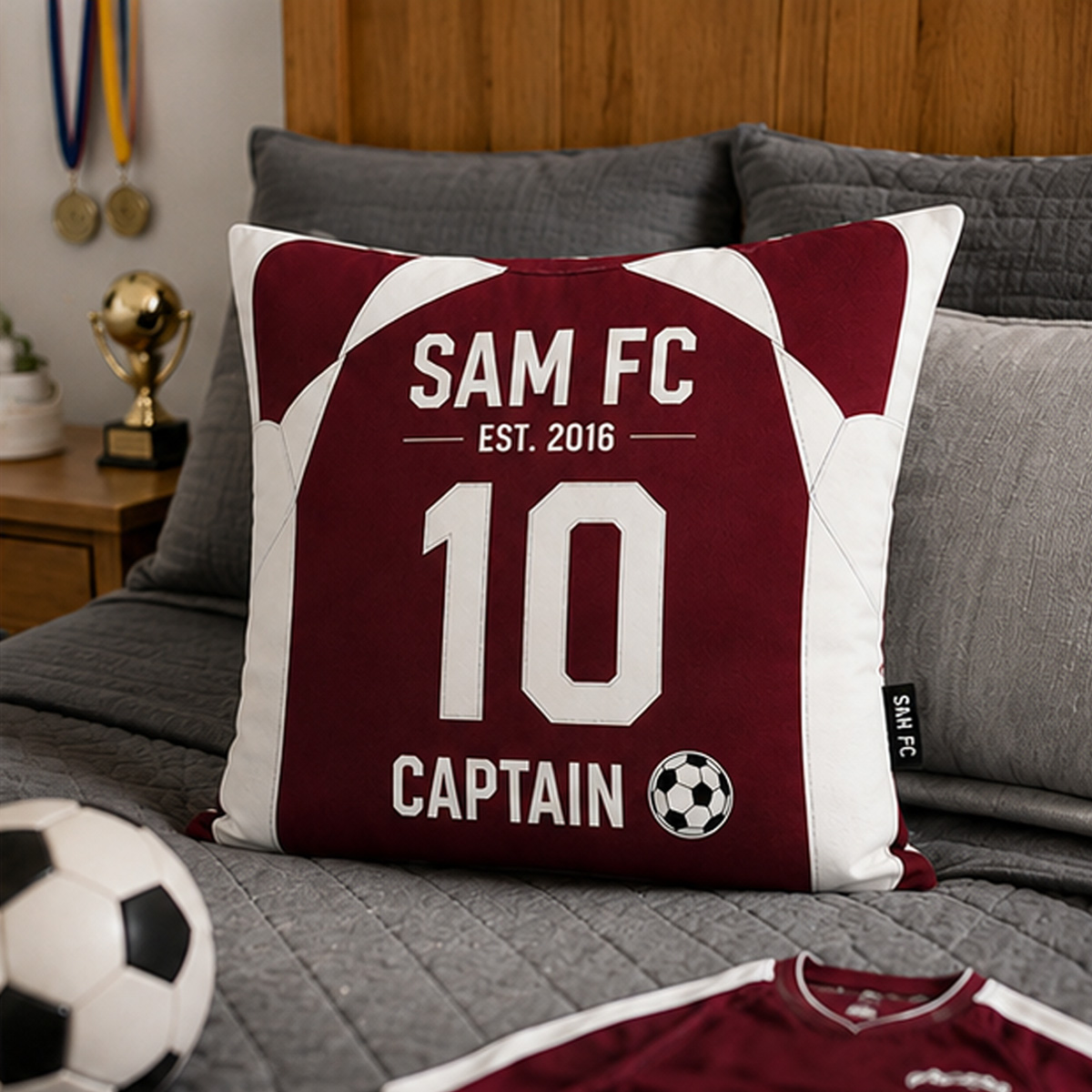 Personalized Soccer Jersey Pillow Custom Name Number & Team Text for Soccer Lovers