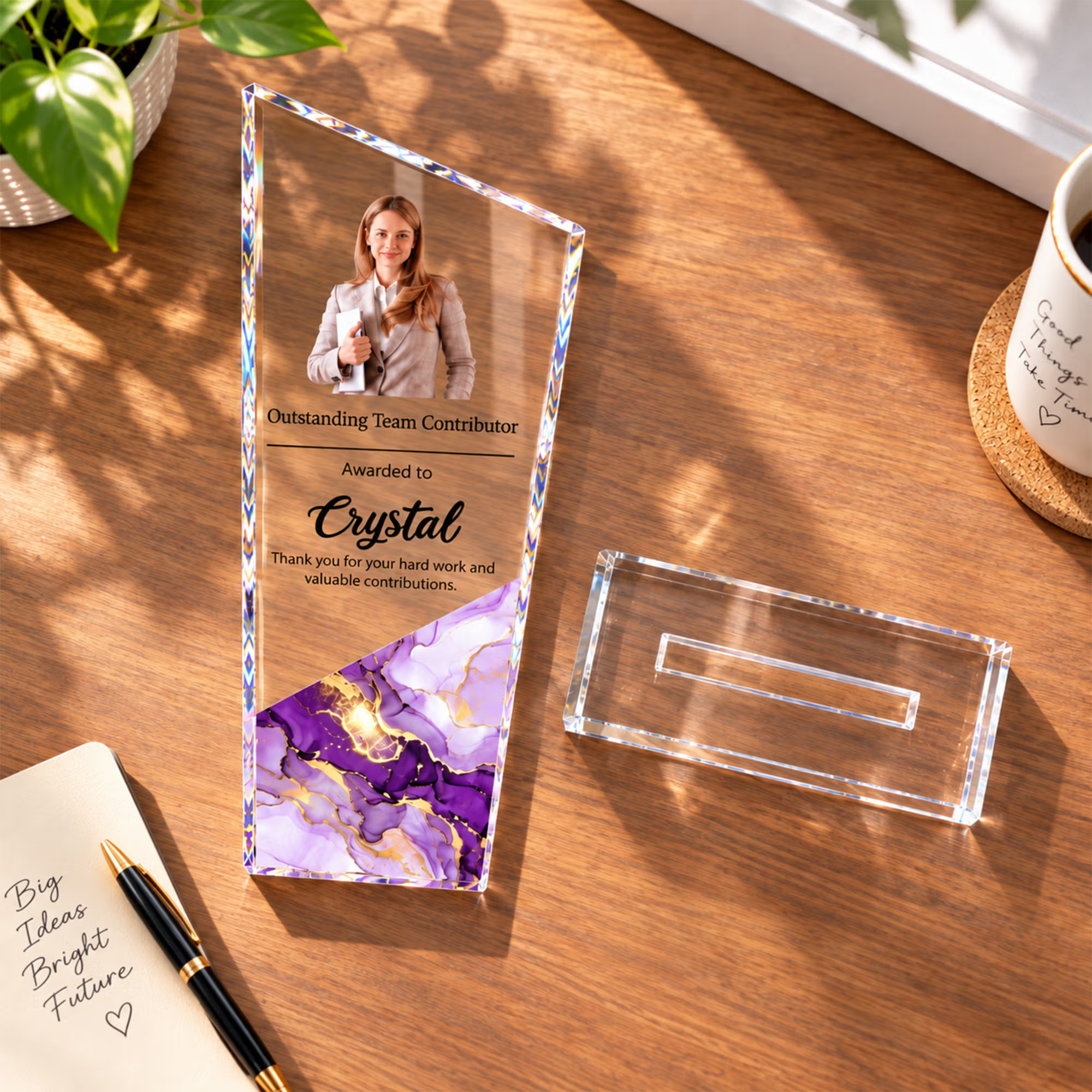 Personalized Award Presentation Text Acrylic Plaque with Name and Photo Office Decor Anniversary Promotion Appreciation Gift for Employee