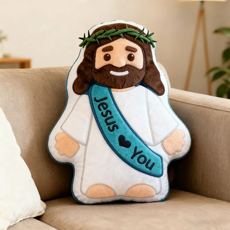 Personalized Cute Jesus Pillow with Sash Jesus Love You Custom Name Christian Jesus Pillow for Kids or Adults Religious Gift Prayer Corner Faith Gift
