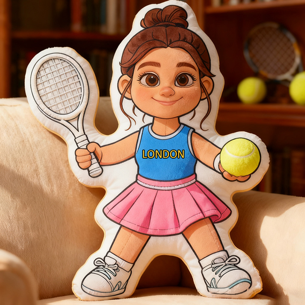 Personalized Graphic3DPrint Girl Tennis Pillow with Custom Name for Tennis Fans