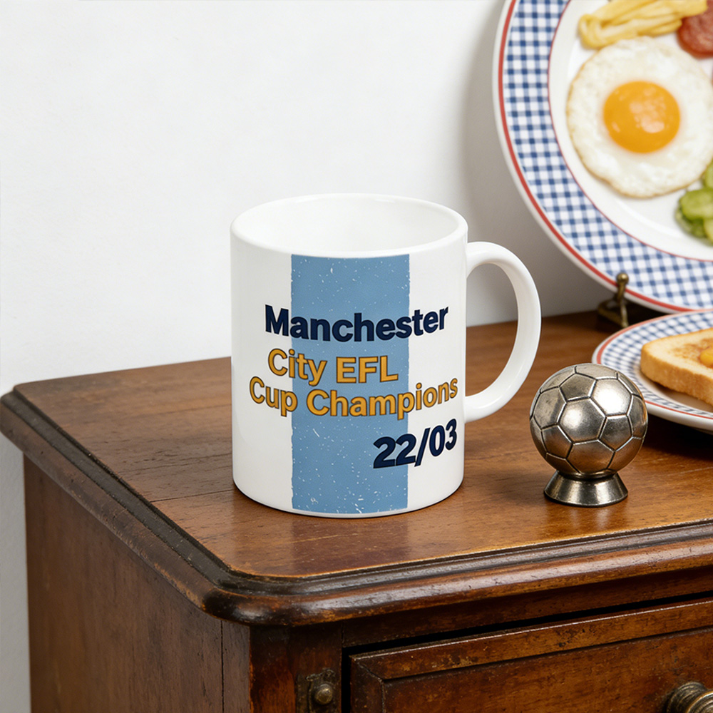 Personalized Football Manchester City EFL Cup Champions 2026 Mug