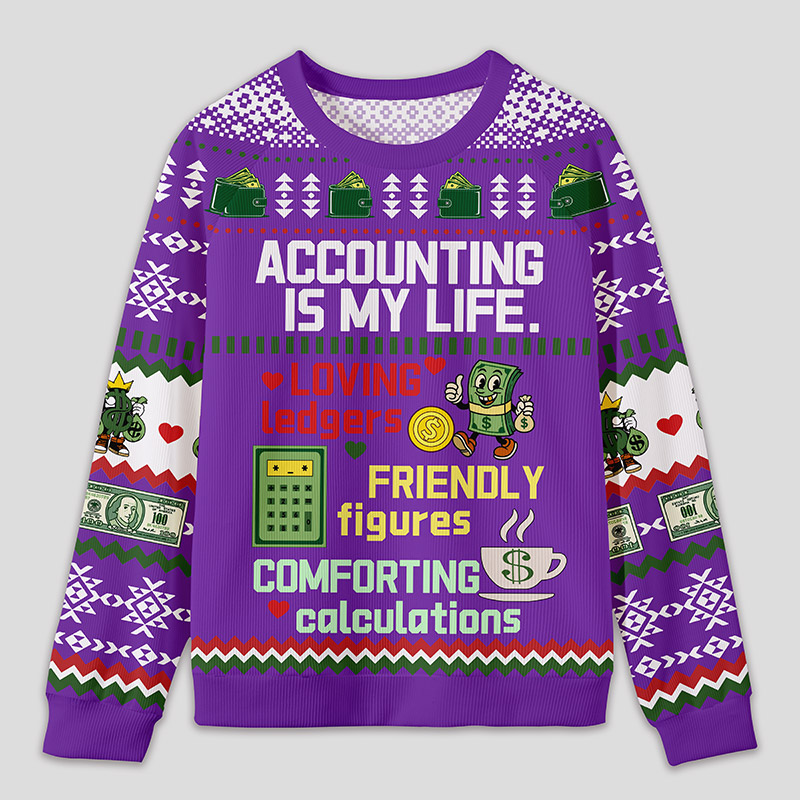 Personalized Accounting Humor Funny Ugly Sweater Office Holiday Party Gift for Finance Pros