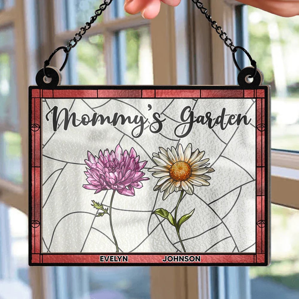 Personalized Nana's Garden Full Of Colors Birth Flower Grandkids - Personalized Window Hanging Suncatcher Ornament