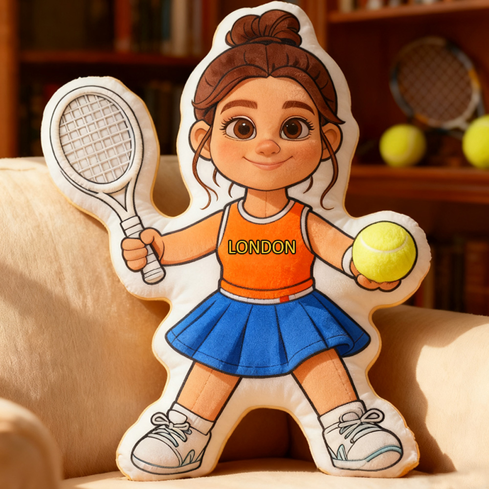 Personalized Graphic3DPrint Girl Tennis Pillow with Custom Name for Tennis Fans