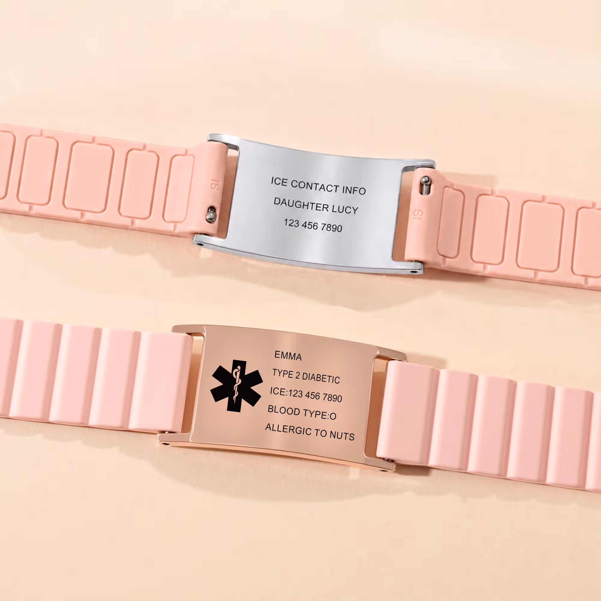 Personalized Medical Symbol Waterproof Medical Alert Bracelet with Engraved ID Name Tag and Magnetic Strap Daily Wear Travel Medical Gift for Patient