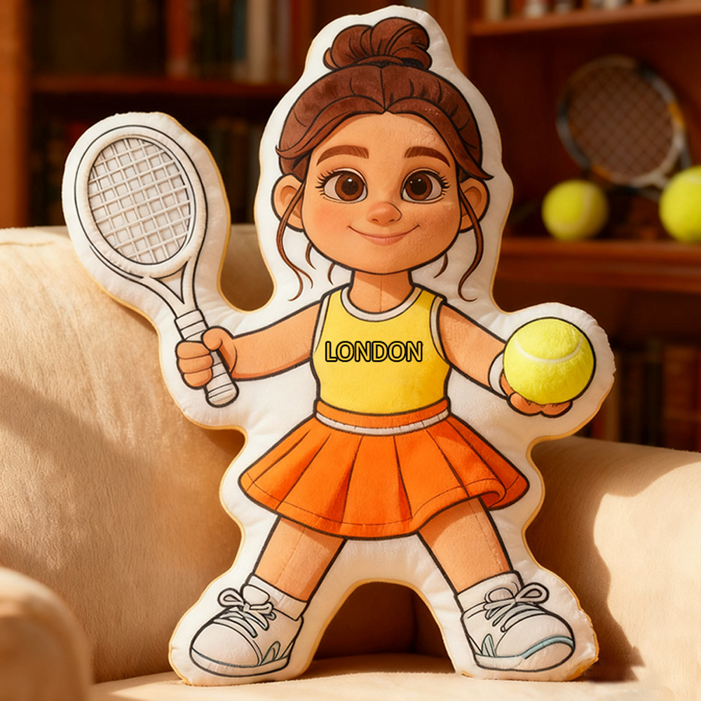 Personalized Graphic3DPrint Girl Tennis Pillow with Custom Name for Tennis Fans