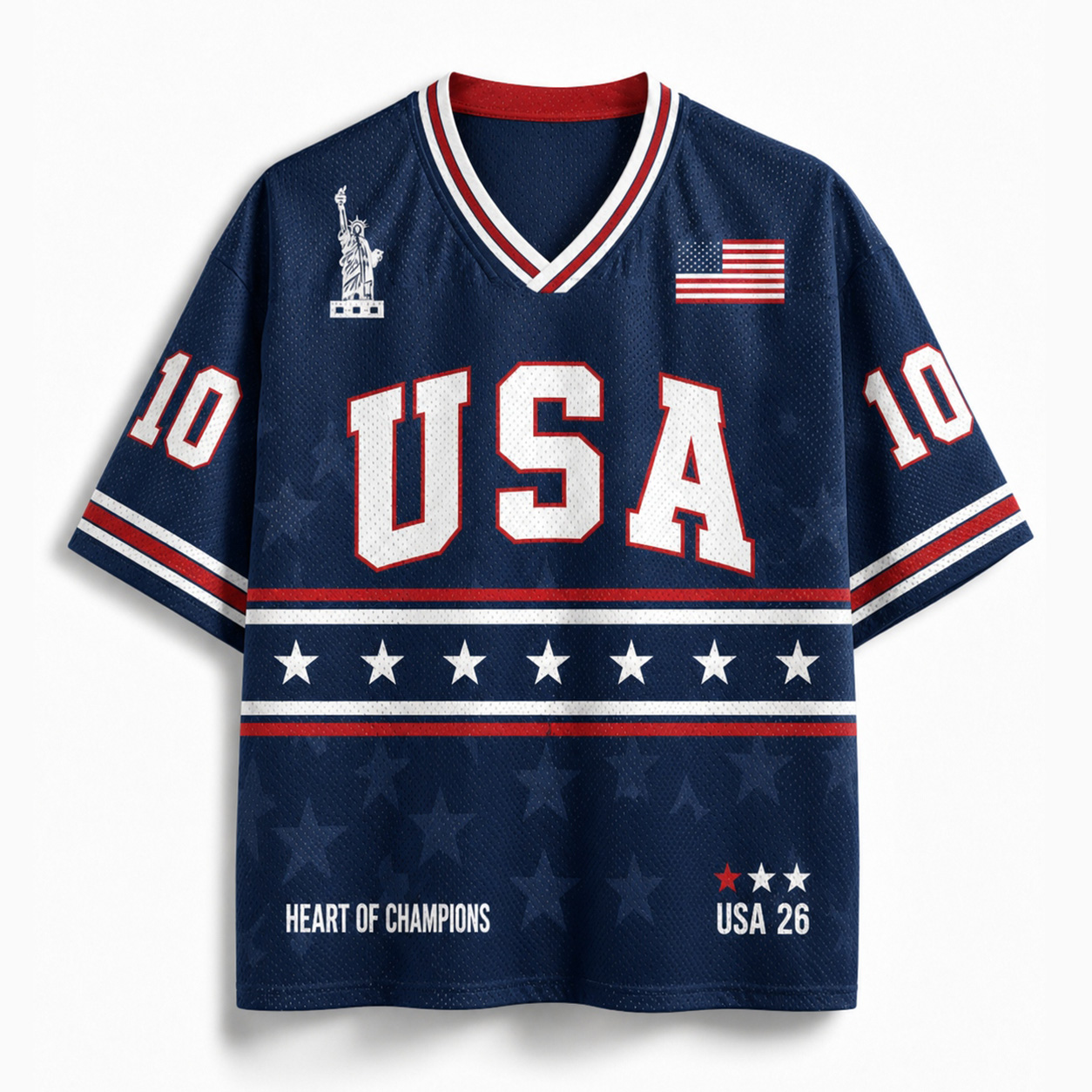 Personalized USA 26 Soccer Kid Mesh Jersey – Heart of Champions Navy Stars Edition