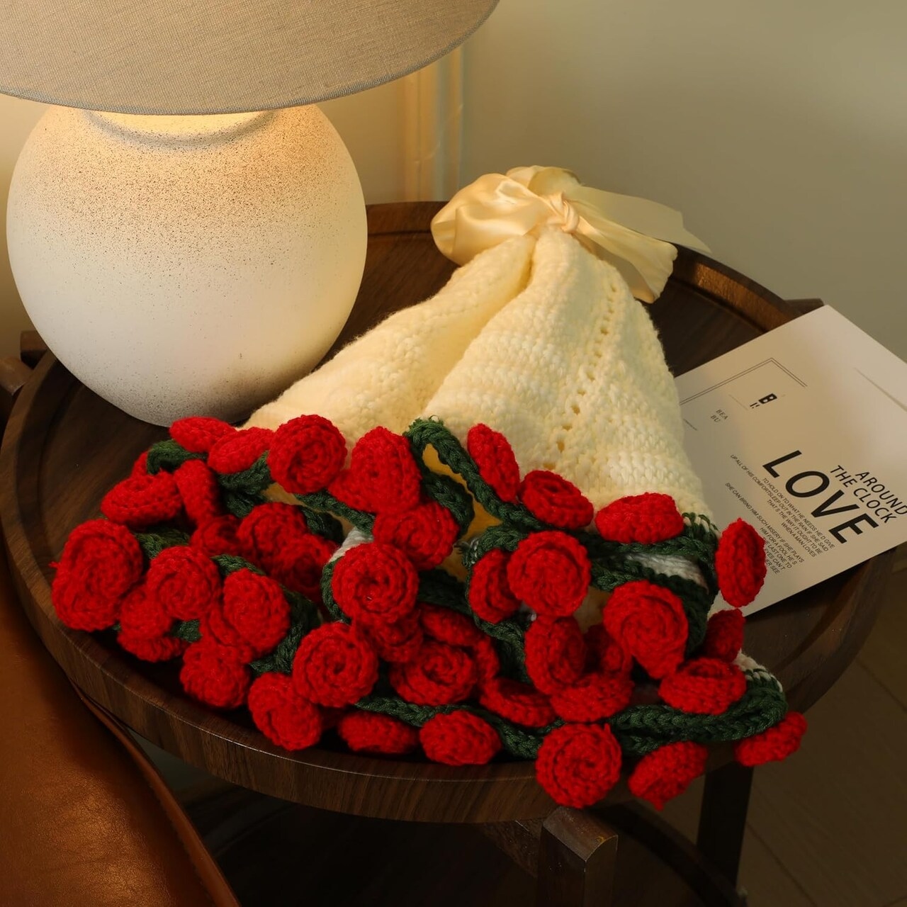 Personalized Crochet Rose Bouquet Blanket Custom Name for Romantic Gifting for Her Mother's Day Gift 